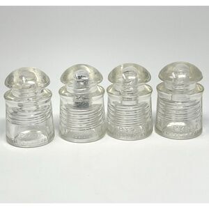 Vintage Insulators PYREX Clear Glass Pat. Appd For MOO JJ JV GO Lot Of 4